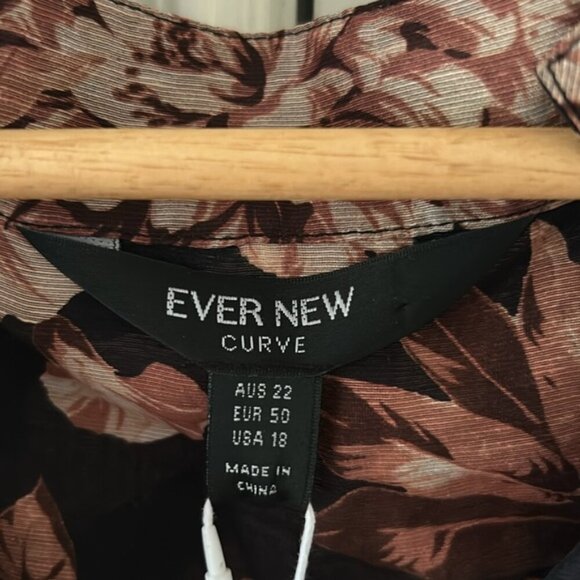 NWT EVER NEW Amelia Curve black peony Printed Button-Down Blouse 18 - Picture 5 of 16